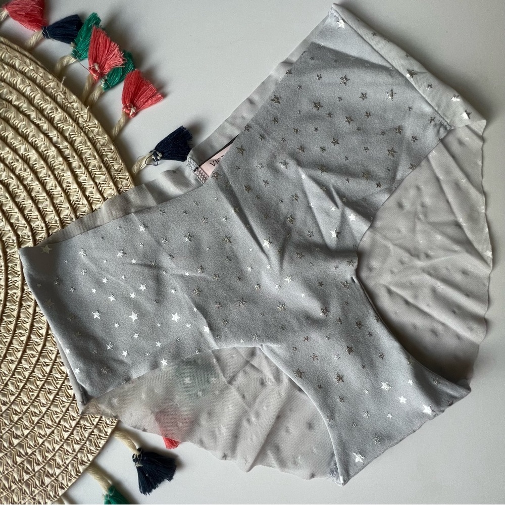 Victoria's Secret Foil-Print No-Show Hiphugger Panty Flint Gray Twinkle S NEW